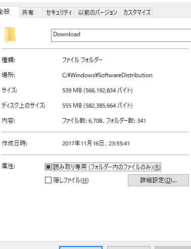 C:\Windows\SoftwareDistribution\Downloadフォルダをクリーンアップ！