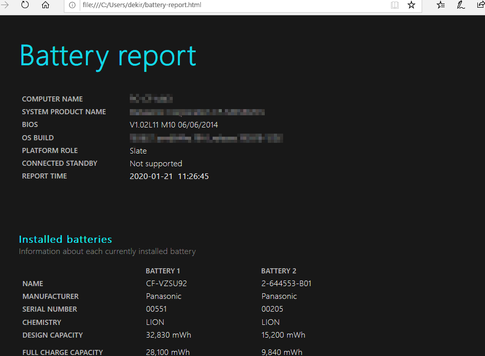 Windows Battery Reportでバッテリーの状態をチェック！