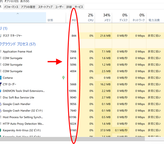 Windows でプロセス一覧を確認する方法！
